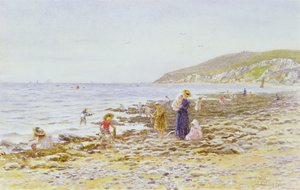 Sur la plage - Helen Allingham